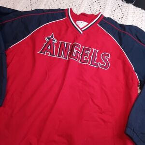 Vtg Los Angeles Angels Pull Over Jacket Mens XL MLB Genuine Merchandise Red Blue